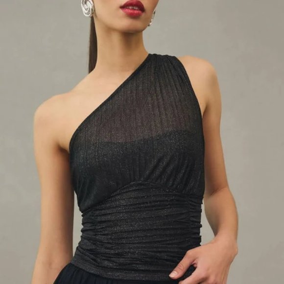 Anthropologie Tops - Anthropologie One-Shoulder Sheer Ruched Top